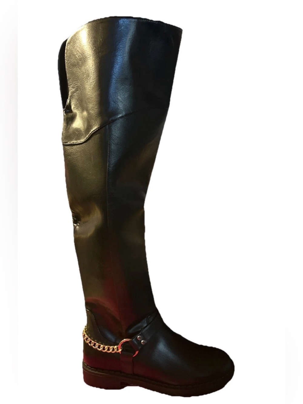 Shoe Dazzle Womens Starlet Flat Boots Black Leather Knee High Size 7.5 M